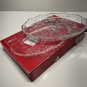 Mikasa snowflake 9.5” Sweet Candy Nut Dish Crystal Christmas Winter Box ❄️